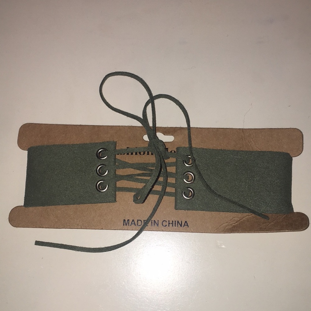 thick olive green choker